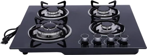 Miniatura 6 de Placa de cocina de gas de 4 quemadores, estufa de propano integrada, estufa de acero inoxidable de 23 pulgadas con marcas transparentes, 4