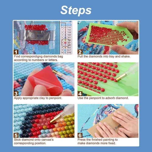 Miniatura 6 de Stalente Kits de pintura de diamantes para adultos, kits de arte de diamantes 5D para principiantes, pintura de diamante redonda para decoración