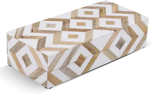 Miniatura 61 de Handicrafts Home Caja de recuerdo decorativa de 8 x 5 – Pequeña caja organizadora con tapa, almacenamiento decorativo Boho, caja de memoria retro
