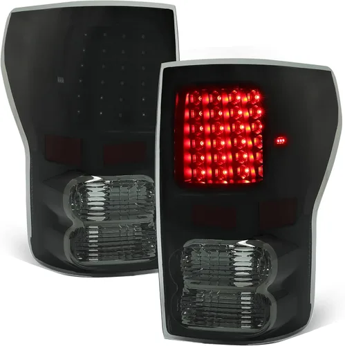 Miniatura 4 de KUAFU Par de luces traseras compatibles con Toyota Tundra Pickup 2007-2013, conjunto de lámpara trasera de freno trasero de plástico para el lado