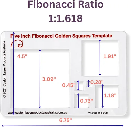 Miniatura 5 de Plantilla de Stencil Cuadrada de 12.7 cm para Dibujo y Trazado: Una Plantilla Cuadrada Inspirada en Fibonacci para Artistas Permite la Aplicación