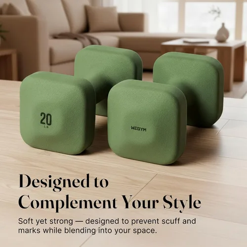 Miniatura 4 de WeGym SafeGrip Square Dumbbells with Anti Slip Handles, Aesthetic Free Weights for Home Workouts, Stable Design Prevents Rolling during Floor Bosque