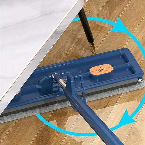 Miniatura 5 de Trapeador plano grande, trapeador plano grande, rascador de deshidratación autónomo, trapeador giratorio de 360° con raspador, con 2 almohadillas
