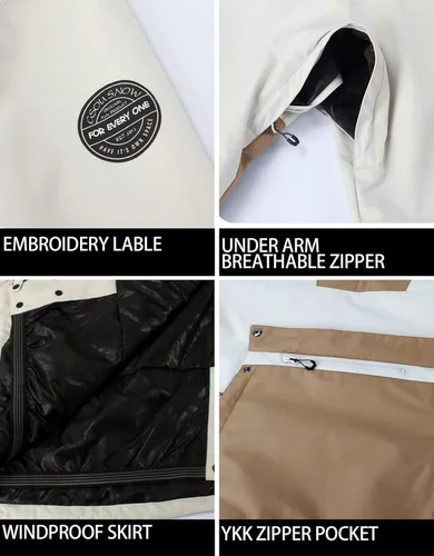 Miniatura 5 de Chaquetas de esquí para hombre, abrigos de snowboard para mujer, chaqueta impermeable para deportes de invierno, resistente al viento, cálida