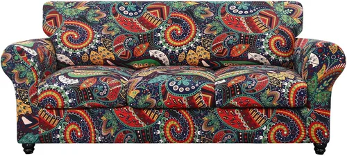 Miniatura 69 de SearchI Funda elástica para sofá con estampado, Fundas para sofá con diseño floral, 2 piezas de funda elástica para sillón con funda de cojín