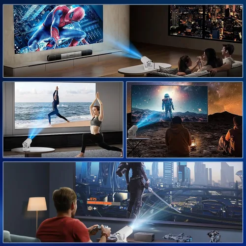 Miniatura 6 de Mini proyector 4K compatible con doble banda WIFI6 5G inalámbrico 5.4 Bluetooth Android 11, altavoz base de sonido, Keystone vertical automático