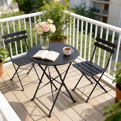 Miniatura 7 de Grand patio Juego de bistró plegable de 3 piezas, 2 sillas y 1 mesa, resistente a la intemperie para exteriores e interiores, juego de conversación