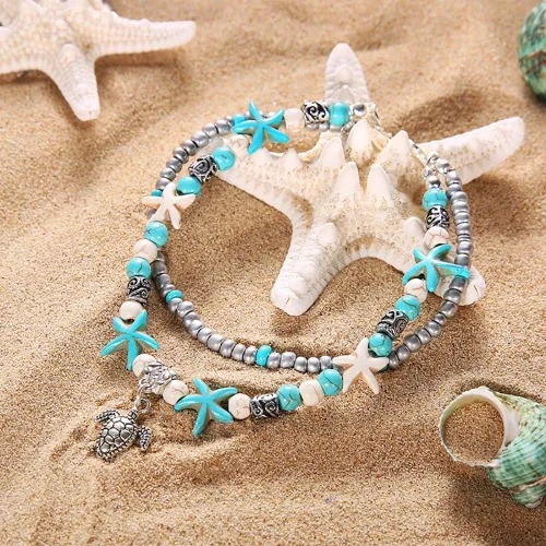 Miniatura 7 de Suyi 5 pulseras de tobillo para mujer, tobilleras ajustables en capas de playa, tobilleras de cadena bohemia, joyería de pie