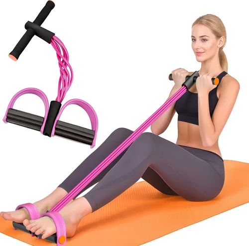 Miniatura 13 de Bandas de resistencia con asas, bandas elásticas de resistencia de pedal de 6 tubos para entrenamiento, bandas de ejercicio de goma natural
