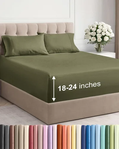 Miniatura 152 de Sábanas King divididas con bolsillos extra profundos, sábanas transpirables y refrescantes de 5 piezas, sábanas de lujo para hotel, suaves, sin 22