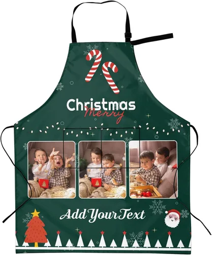 Miniatura 24 de Delantales personalizados con dos bolsillos para mujeres y hombres, delantales personalizados impresos con texto fotográfico para cocinero de cocina
