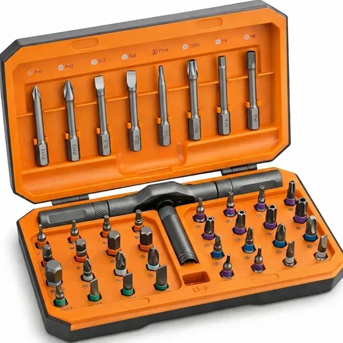 Miniatura 10 de Juego de destornilladores magnéticos 24 en 1 para regalo del día del padre, juego de destornilladores de trinquete con estuche de almacenamiento