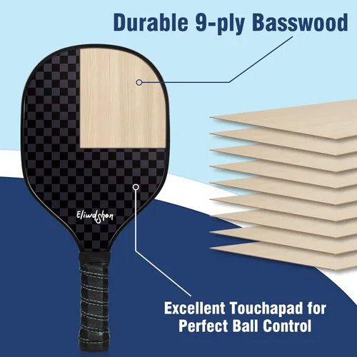 Miniatura 3 de Juego de palas de pickleball Eliwdshen de 2 o 4 con pelotas de pickleball y bolsa Las raquetas están fabricadas según los estándares de USAPA