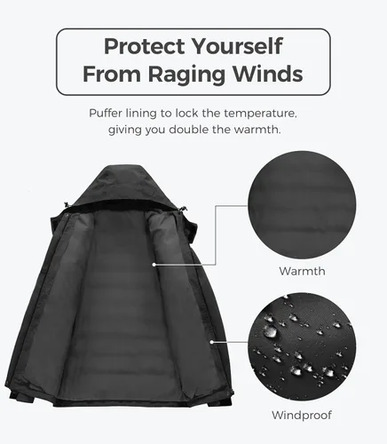 Miniatura 4 de Wantdo - Chaqueta impermeable 3 en 1 para mujer, abrigo de invierno cálido, resistente al viento, chaqueta de snowboard con capa de puffer