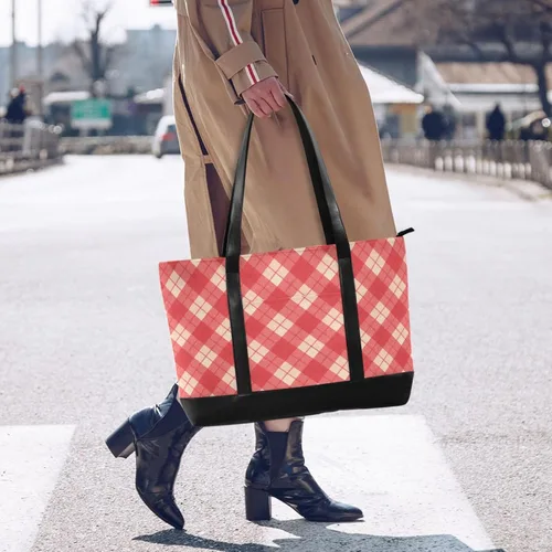 Miniatura 6 de Gingham Plaid Portable Bag With Laptop Compartment with Zipper Work Tote for Mom with maletin ejecutivo para mujer