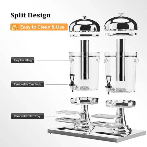 Miniatura 6 de ROVSUN Dispensador de bebidas de 4.4 galones/16.6L para fiestas, dispensador de bebidas con soporte, dispensador de bebidas de acero inoxidable