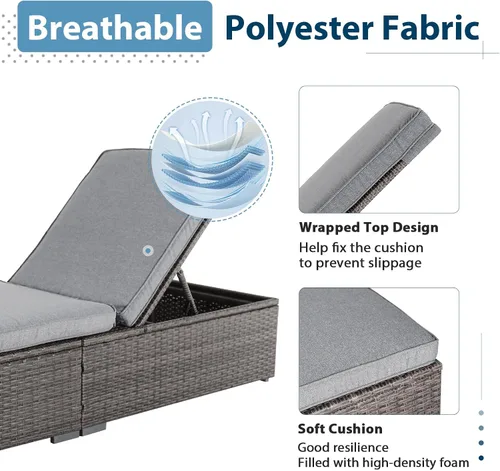 Miniatura 5 de JOIVI Tumbona para exteriores, sillas de mimbre de polietileno para todo tipo de clima, sillas de piscina para exteriores, silla reclinable de ratán