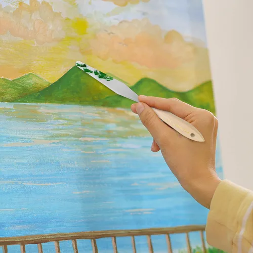 Miniatura 8 de Cuchillo de paleta grande para pintura acrílica, juego de lienzo, espátula, pala, cuchillos de pintura con mango de madera, herramientas de pintura
