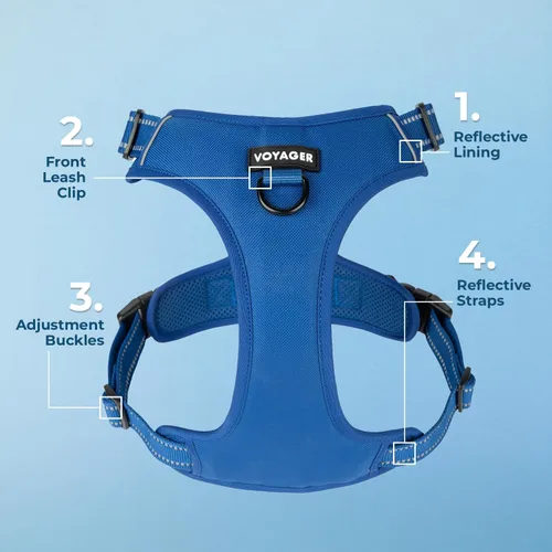 Miniatura 3 de Voyager por Best Pet Supplies – Arnés delantero ajustable sin tirones con tecnología reflectante 3M Arnés (nailon celosía azul real)