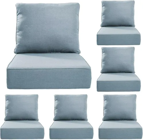 Miniatura 111 de Rilyson Cojines de patio para muebles de exterior, 22 x 24 pulgadas, respaldo alto y asiento profundo, cojín de exterior para sillas de patio, sofá