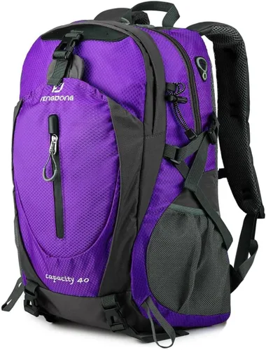 Fengdong Mochila de viaje impermeable y ligera para senderismo, acampadas, de 40 L, para hombres y mujeres A6-morado.
