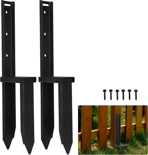 Miniatura 7 de Kit de reparación de postes de valla de alta resistencia, fijador de anclaje de suelo, estaca de soporte para poste de valla dañada para reparar