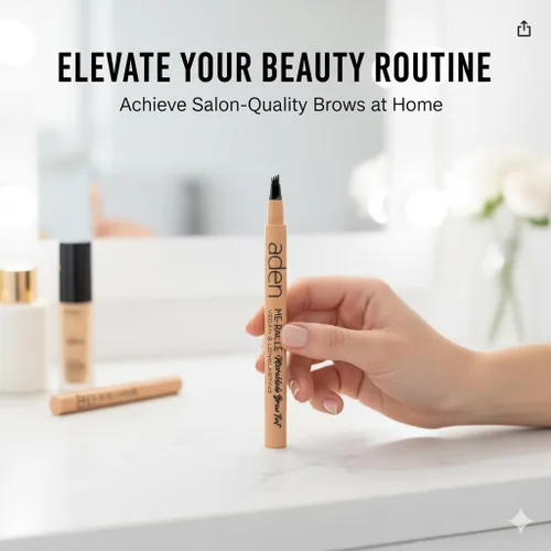 Miniatura 2 de aden Pluma de cejas Microblading - Lápices de cejas impermeables para mujeres - Lápiz de cejas negro de larga duración - Punta de triple trazo
