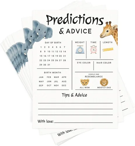 Miniatura 6 de Tarjetas de predicciones y consejos de baby shower de Printed Party – Diseño de lazo rosa, divertido juego de baby shower para invitados, actividad