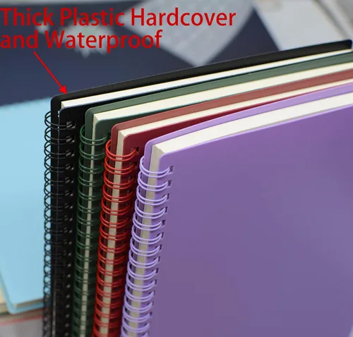 Miniatura 3 de Yansanido Cuaderno en espiral, 4 piezas A5 con tapa dura gruesa de plástico de 7 mm con líneas universitarias de 4 colores, 80 hojas - 160 páginas