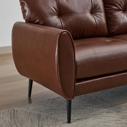 Miniatura 9 de TYBOATLE Sofá Sillón de 61" Loveseat Pequeño Sofás para Sala de Estar Sofá de Cuero Moderno de Mediados de Siglo Acolchado Mini Sofá Cómodo Oficina