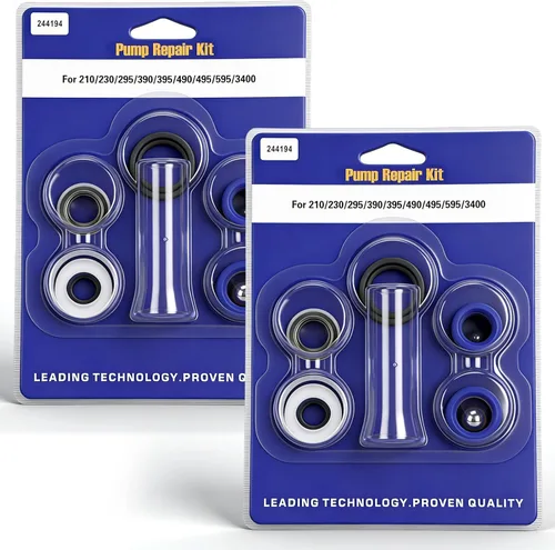 Paquete de 2 unidades 244194 Kit de reparación de bomba de repuesto para pulverizador de pintura sin aire compatible con 390/395/490/495
