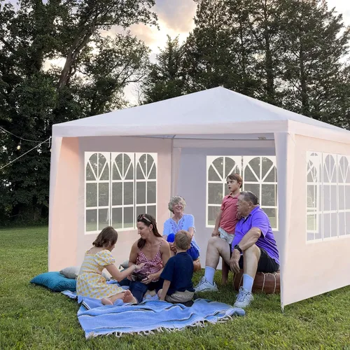 Miniatura 6 de Outvita Gazebo para exteriores, toldo blanco con paredes laterales, tienda de campaña para fiesta de boda con bloqueo UV para fiestas, refugio