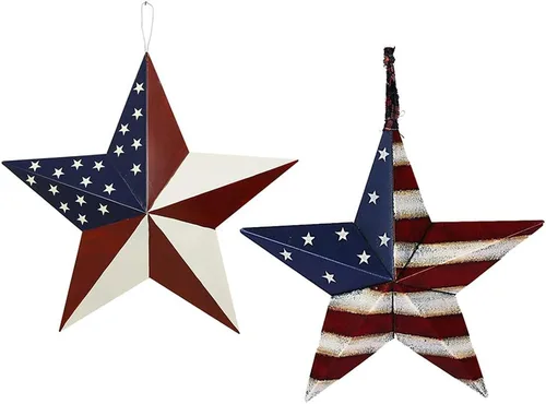 Miniatura 9 de 3 adornos patrióticos de metal para colgar en la pared, decoración de pared para interiores y exteriores, decoración del 4 de julio