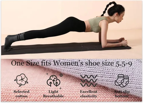 Miniatura 5 de Flydo Calcetines de Pilates Grippy con empuñaduras para mujer, calcetines largos antideslizantes para yoga Pure Barre, ballet, entrenamiento
