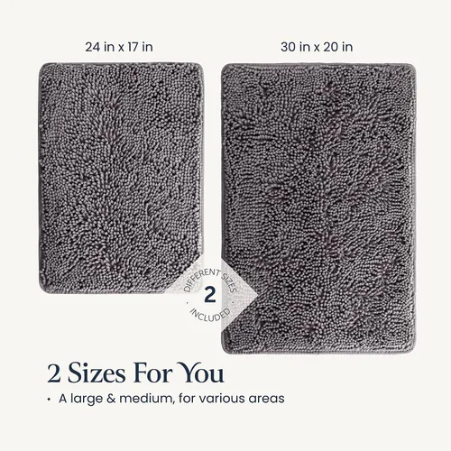 Miniatura 6 de BELADOR Juego de 2 alfombras de baño de felpa de secado rápido, suave felpilla con respaldo de goma, juego de alfombras absorbentes, alfombras