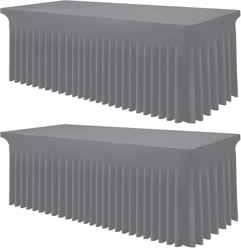 Miniatura 53 de Smiry Mantel de Spandex, Mantel Elástico Ajustable Extensible para Mesas Rectangulares de 6 Pies, Falda Cubierta de Mesa Impermeable y Lavable