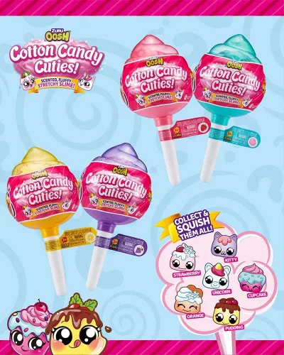 Miniatura 3 de Oosh – Slime de Cotton Candy Cuties perfumado, esponjoso y elástico, con juguete coleccionable de Cuties