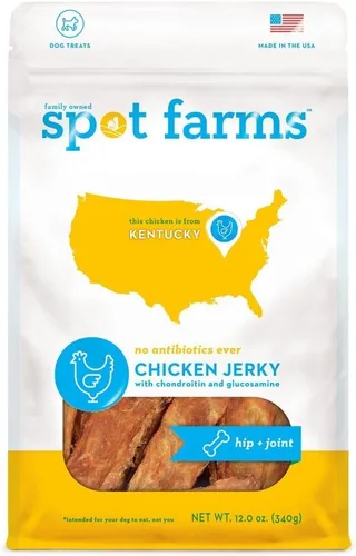 Spot Farms El perro natural sano de la carne seca del pollo trata el grado humano para la cadera y la articulación 12 oz