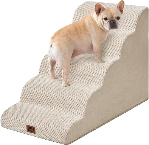 Miniatura 43 de EHEYCIGA Rampa de escaleras curvadas para perros pequeños de 15.7 pulgadas de alto, escalones para perros de 3 escalones para sofá y silla