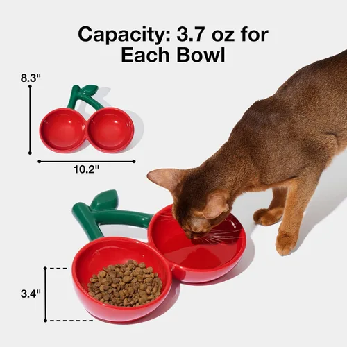 Miniatura 6 de VETRESKA Cuenco de cerámica para mascotas, diseño inclinado, comedero para mascotas para alimentos y agua, cuencos antivómitos para gatos