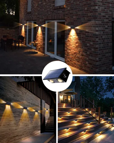 Miniatura 7 de Luces de Valla Solares Impermeables para Exteriores de 3 Lados LED para Pared y Paisajismo para Patio, Terraza, Patio, Barandilla, Garaje, Piscina