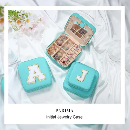 Miniatura 5 de Parima Joyero grande para niñas, joyero con inicial de viaje para niñas Caja organizadora de joyas grande Joyero de viaje organizador de joyero