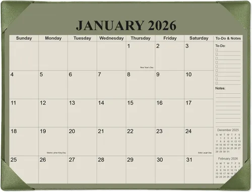 Calendario de Escritorio 2026 con Alfombrilla de Escritorio, Calendario de Escritorio Pequeño de 18 Meses de Enero de 2026 a Junio de 2027, Verde