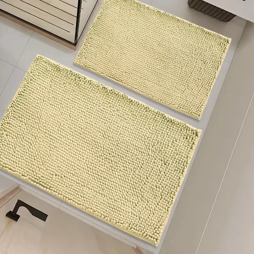 Miniatura 16 de Juego de alfombras de baño de 2 piezas, súper absorbente suave, gruesa, lavable en lavadora, alfombra de baño de chenilla antideslizante, alfombra