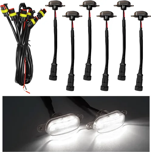 Miniatura 7 de Dickno 3 piezas de luces de rejilla de coche, brillantes luces LED de rejilla ámbar con arnés de cableado, lámparas impermeables de moldura