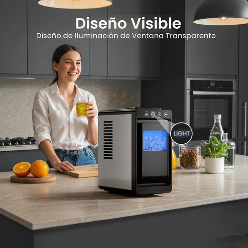 Miniatura 6 de Kismile Máquina portátil para hacer hielo de encimera, 26 libras de hielo en 24 horas, máquina de hielo autolimpiante con tamaño de hielo