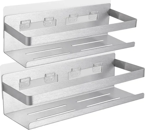 Miniatura 11 de Estante de especias para refrigerador, cocina, hogar, organización y almacenamiento adhesivo (paquete de 2, negro)