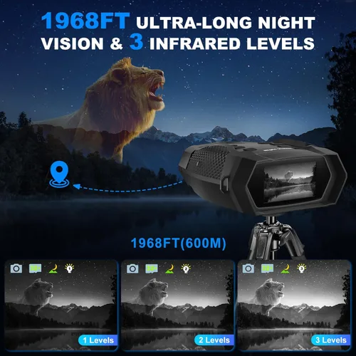 Miniatura 5 de Gafas de visión nocturna, prismáticos de visión nocturna 4K para adultos, visión nocturna infrarroja con batería recargable de 5000 mAh, tarjeta TF