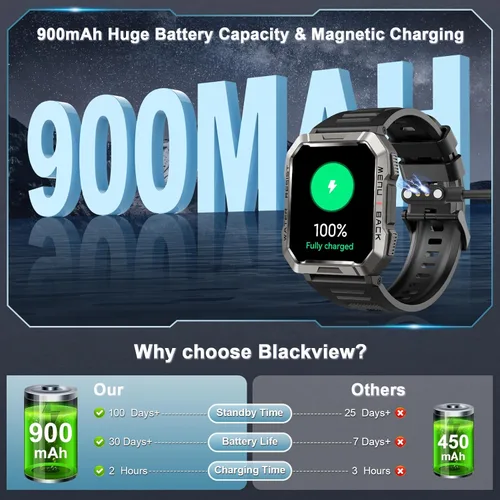 Miniatura 4 de Blackview Reloj inteligente militar 2025 para hombre (respuesta/hacer llamadas), reloj inteligente deportivo al aire libre con linterna/batería