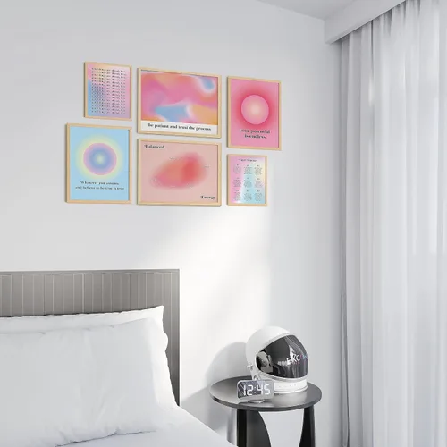 Miniatura 6 de EXCOOL CLUB Póster de Aura para estética de habitación, arte de pared de aura de 16 x 12 pulgadas, decoración espiritual rosa de habitación